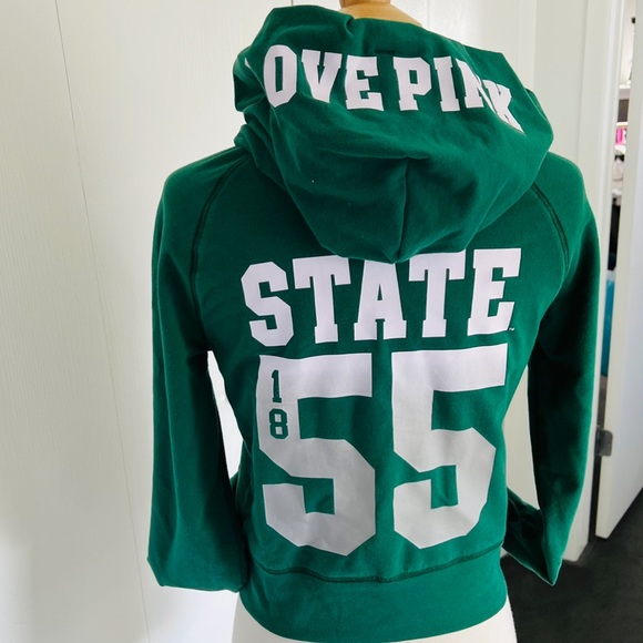 VICTORIA’S SECRET PINK VINTAGE MSU ZIP UP HOODIE - Picture 1 of 8